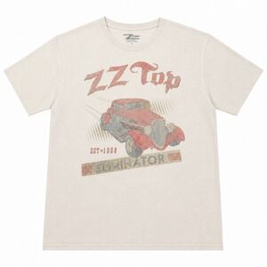 ZZ Top Eliminator Graphic T Shirt Mens Large Cream Vintage Style Rock Band Tee